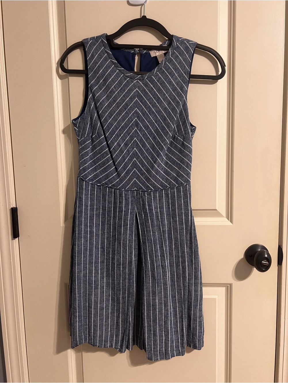 LOFT Navy & White Striped Sleeveless Dress